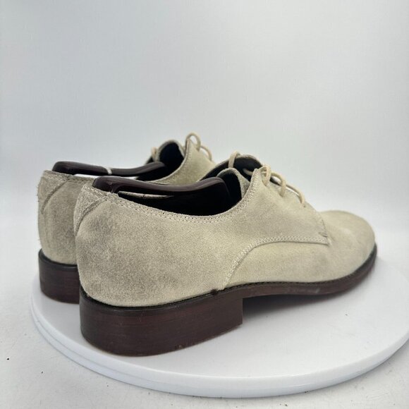 John Varvatos Men Size 7M White Beige Suede Plain Toe Derby Dress Shoes - Picture 5 of 15